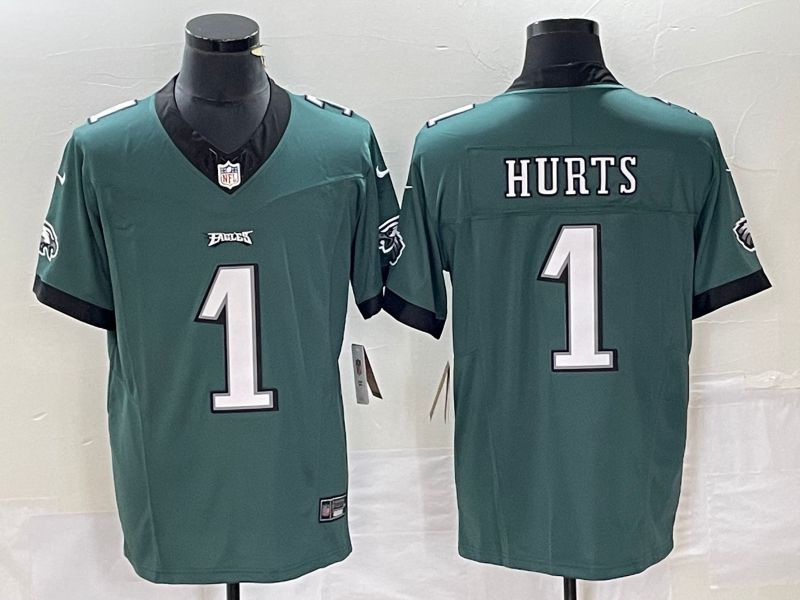 Men Philadelphia Eagles 1 Hurts Green 2023 Nike Vapor Limited NFL Jersey style 2